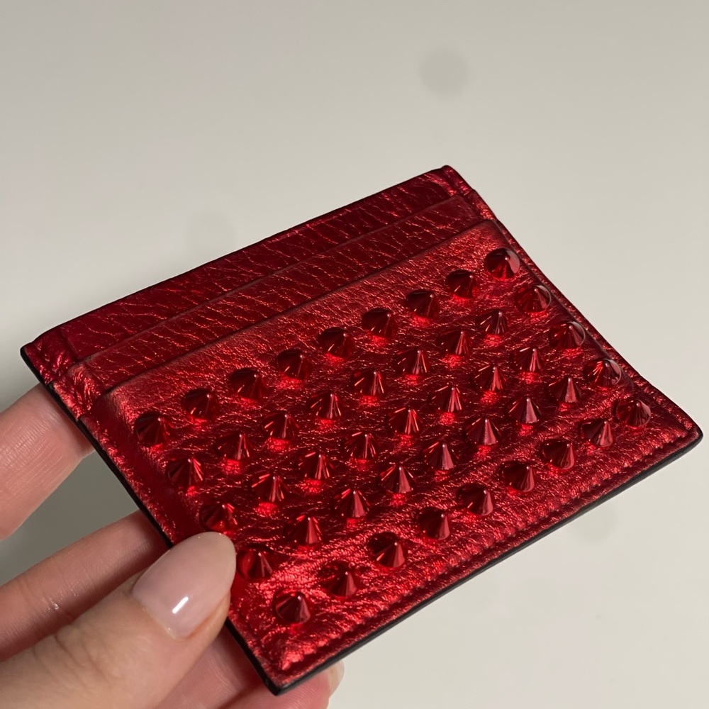 Christian Louboutin Kios Spiked Leather Card Case